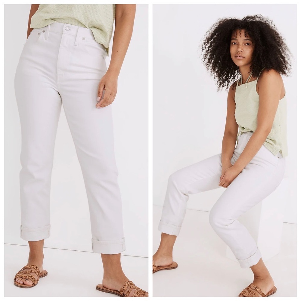 Madewell The High-Rise Slim Boyjean in Tile White Size 32